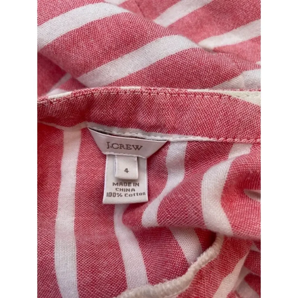 J. Crew Size 4‎ Dress Peaches & Cream Short Sleeve Half Button Front 100% Cotton